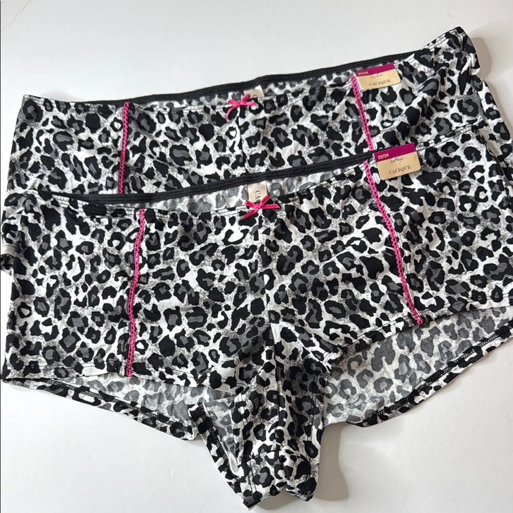 Cacique Leopard Print Boyshorts Panties 2 Pairs - 22 / 24